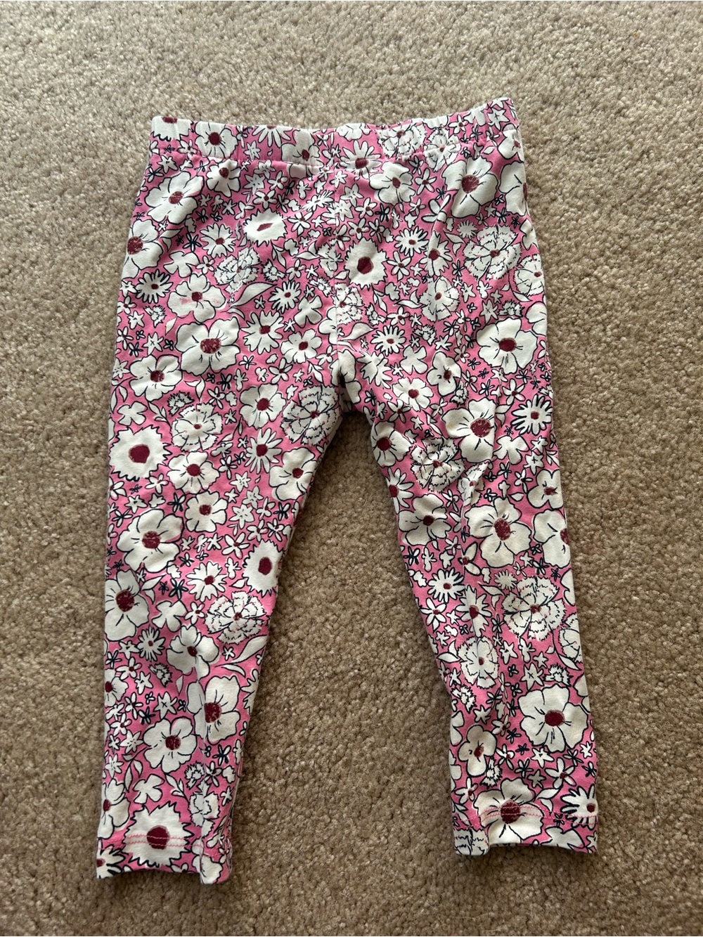 crown & ivy Pink and White Floral Girls' Leggings